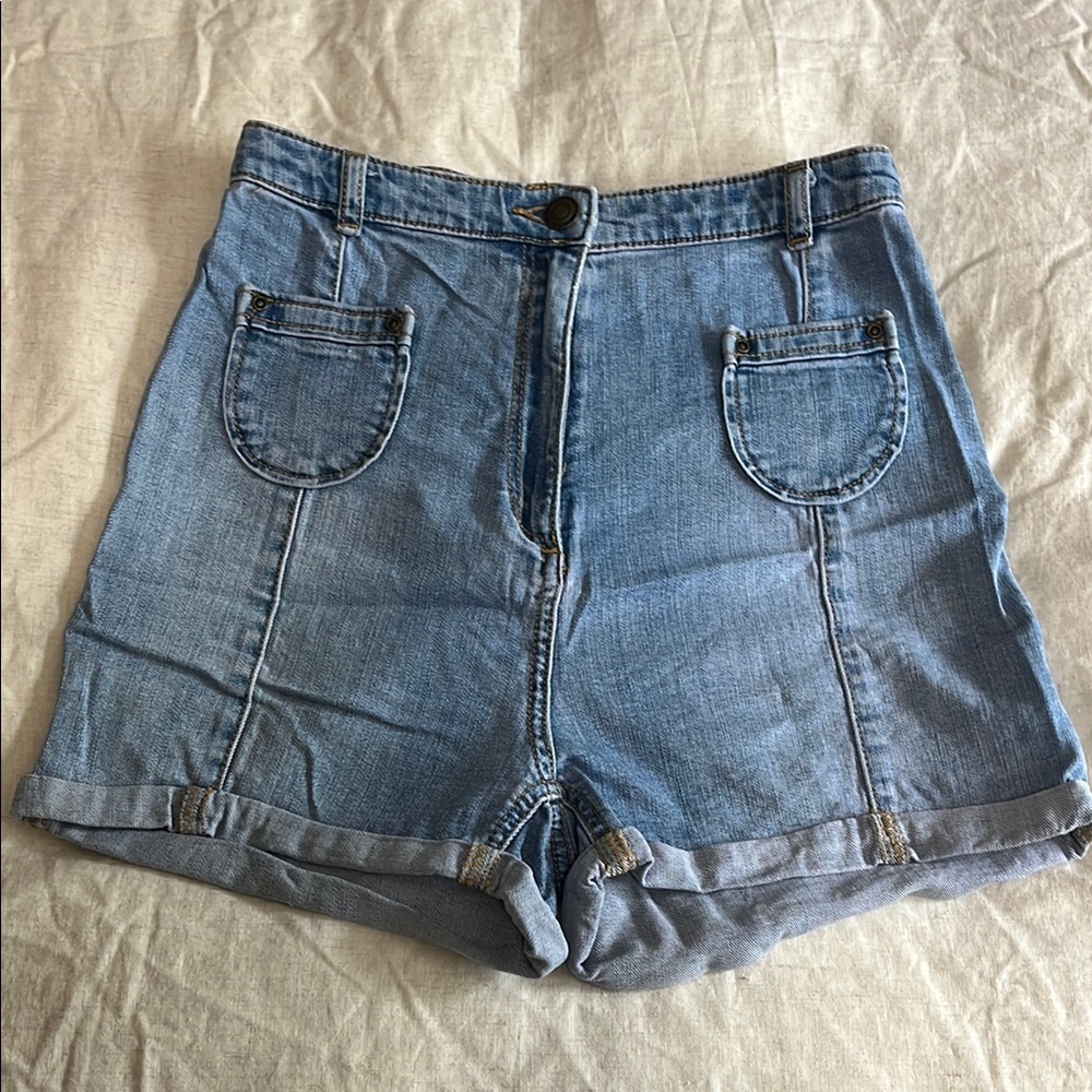 H&M Blue High Waist Denim Shorts